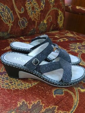 Alegria  NWOT  Sparkle Wedge Mules